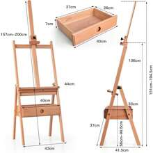 Easel Made Of Solid Wood, Studio Easel With Shelf & Drawer, Height-Adjustable Standing Easel, For Stretcher Frames Up To 92 Cm, For Children & Adults, As A Gift