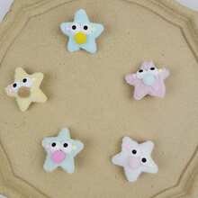 1入組可愛有趣的毛絨星星髮夾,適用於兒童 - 粉色 - 查看 3