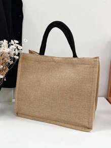 Túi tote vải lanh in chữ dễ thương I Am Snow, lấy cảm hứng từ mùa đông tuyết, túi tote vải lanh, túi tote vải lanh dành cho nữ, túi vải bố, túi quà thông thường, túi mua sắm thời trang, túi quà hoa văn đầy màu sắc, túi mua sắm đa chức năng - phong cách, túi tote vải lanh đơn giản , Túi mua sắm hàng tạp hóa tái sử dụng, Túi quà tặng đầy màu sắc ngày lễ - Màu Khaki - Xem 4