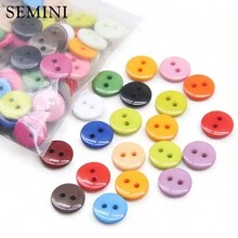 SEMINI 100 件/批樹脂縫紉機扣圓形 9/10/11 毫米縫製羈扣配件手工兒童紐扣工藝品 Diy