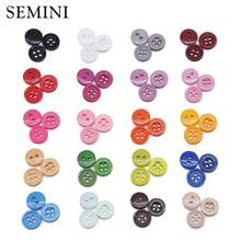 SEMINI 100 件/批樹脂縫紉機扣圓形 9/10/11 毫米縫製羈扣配件手工兒童紐扣工藝品 Diy