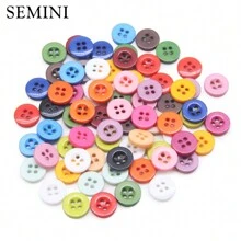 SEMINI 100 件/批樹脂縫紉機扣圓形 9/10/11 毫米縫製羈扣配件手工兒童紐扣工藝品 Diy