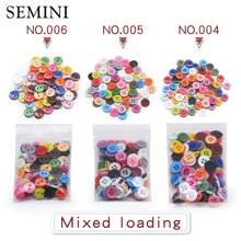 SEMINI 100 件/批樹脂縫紉機扣圓形 9/10/11 毫米縫製羈扣配件手工兒童紐扣工藝品 Diy