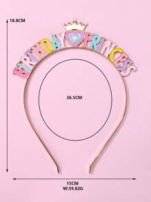 1 件鋅合金公主生日印花女孩髮帶 - 彩色 - 查看 4