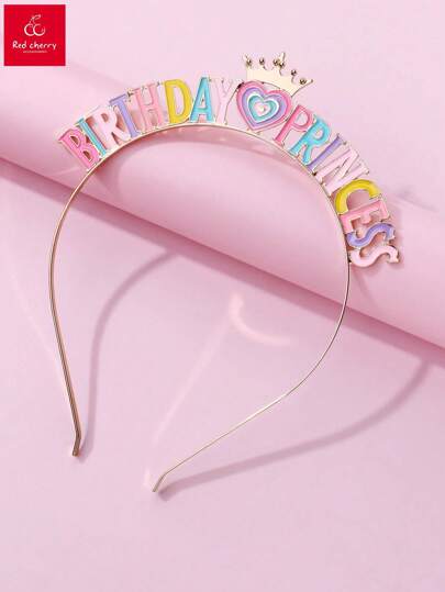 1 Pieza De Diadema Estampada De Cumpleaños De Princesa Corona De Aleación De Zinc Para Niñas