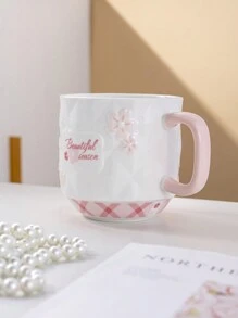 1 个 320ML 陶瓷杯，创意日式樱花设计，适合家庭、办公室、情侣、儿童 - 粉紅色單杯 - 查看 3