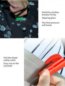 Mini Martillo De Seguridad Portátil Para Coche, Con Llavero, Rompeventanas Y Cortador De Cinturón De Seguridad, Fácil De Transportar Y Almacenar, 1 Ud. - Multicolor - Ver 5