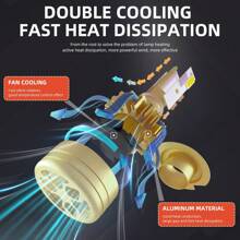 2pcs LED H1/H4/H11/9005/9006/H7 Headlight Bulbs, Car Lights, 130,000LM Halogen Lamp Conversion Upgrade Kit, H4 High/Low Beam, 6500K Cool White, 200W, Imported COB Chip, Super Focused Beam Mode 12-24V IP68 Waterproof, Built-In High-Speed Turbine Cooling Fan, Integrated With External Driver Block, Plug And Play - Gold - View 10
