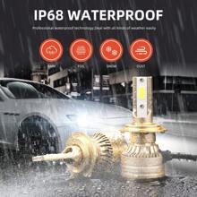 2pcs LED H1/H4/H11/9005/9006/H7 Headlight Bulbs, Car Lights, 130,000LM Halogen Lamp Conversion Upgrade Kit, H4 High/Low Beam, 6500K Cool White, 200W, Imported COB Chip, Super Focused Beam Mode 12-24V IP68 Waterproof, Built-In High-Speed Turbine Cooling Fan, Integrated With External Driver Block, Plug And Play - Gold - View 7