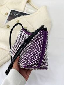 新品 简约闪亮女士单肩包 - 紫色 - 查看 7