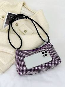 新品 简约闪亮女士单肩包 - 紫色 - 查看 6