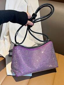 新品 简约闪亮女士单肩包 - 紫色 - 查看 2