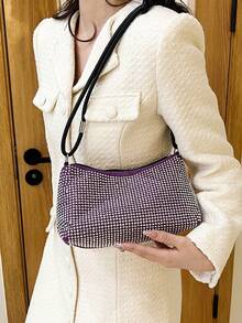 新品 简约闪亮女士单肩包 - 紫色 - 查看 4