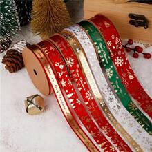 16mm*10Y/Roll Christmas Collection Small Packaging Polyester Red/White/Green Ribbon Elk Snowflake Letters Christmas Strawberry Tarts For Christmas Gift Ribbon Gift Wrapping - Red - View 6