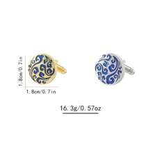 Gemelos De Laca Con Patrón Redondo Para Hombre, 2 Uds., Gemelos Para Camisa A La Moda