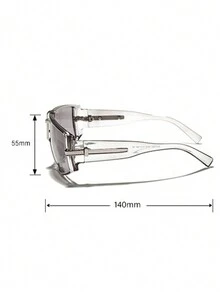 1pc Unisex Transparent Frame Fashion Glasses, Pilot Style, Gothic Personalized For Live Streaming - Clear - View 3