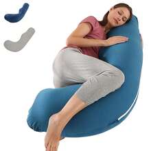 Gray Maternity Pillow, Large Washable Detachable L-Shaped Pillow, Jumbo Nursing Pregnancy Pillow Comfortable Soft And Relaxing, Lumbar Pillow, Body Pillow, 1 Piece L-Shaped Pregnancy Pillow With Purple Jade Material, Waist Pillow For Sleeping Multifunctional Side, Removable And Washable Nursing Pillow, Pregnancy Pillow, L-Shaped Full Body Pillow For Maternity Support, 145cm Detachable Full Body Nursing Pillow, Support For Back, Hips, Legs - Blue - View 2