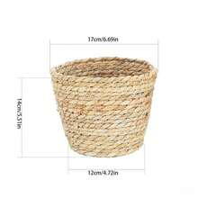 1pc Brown Straw Flower Pot Nordic Style Straw Garden Type Flower Arrangement Woven Flower Basket Storage Home Living Room Desktop Decoration