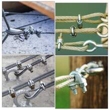 16 Pcs Wire Rope Clamps,M4 Wire Rope Cable Clip,Wire Rope Accessory Set,Stainless Steel U Bolt Saddle Fasteners,U Shaped Clamps for Wire Rope,Rigging Rope and Cable Rope - Silver - View 9