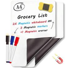 Whiteboard For Refrigerator, 2 Pieces A4 Size Magnetic Whiteboard With 3 Magnetic Markers And Whiteboard Eraser, Magnetic Calendar For Daily Notes And Reminders