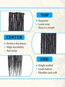Synthetic Dreadlock Extensions Hippie Single Ended Dreads   Loc Extensions Reggae Style Crochet Hair for  Women - Black - View 6