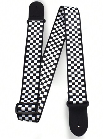 1pc Black And White Grid Guitar Strap, 100% Soft Guitar Straps , Electric & Acoustic Guitar,Thick Guitar Picks,Guitar Strap>Electric,Guitar Pillow,Guitar Christmas,Rainbow Guitar Strap,Guitar Picks Thick,Guitar,Guitar Strap,Guitar Picks,Pink Guitar Strap,Bass Guitar Unique,Guitar Finger