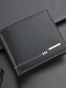 1pc 男士短款钱包，男士钱包，男士小钱包，高端青年荔枝纹拉链零钱包，时尚薄款短款多功能身份证信用卡夹钱包，男士超薄钱包，男士商务钱包，情人节送给男士的礼物 - 黑色 - 查看 7