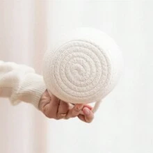 1pc Small Rope Woven Storage Hanging Basket Simple Solid Color Small Item Key Wallet Storage Basket Can Be Used For Hanging Storage Decoration Behind The Bedside Door - White - View 4