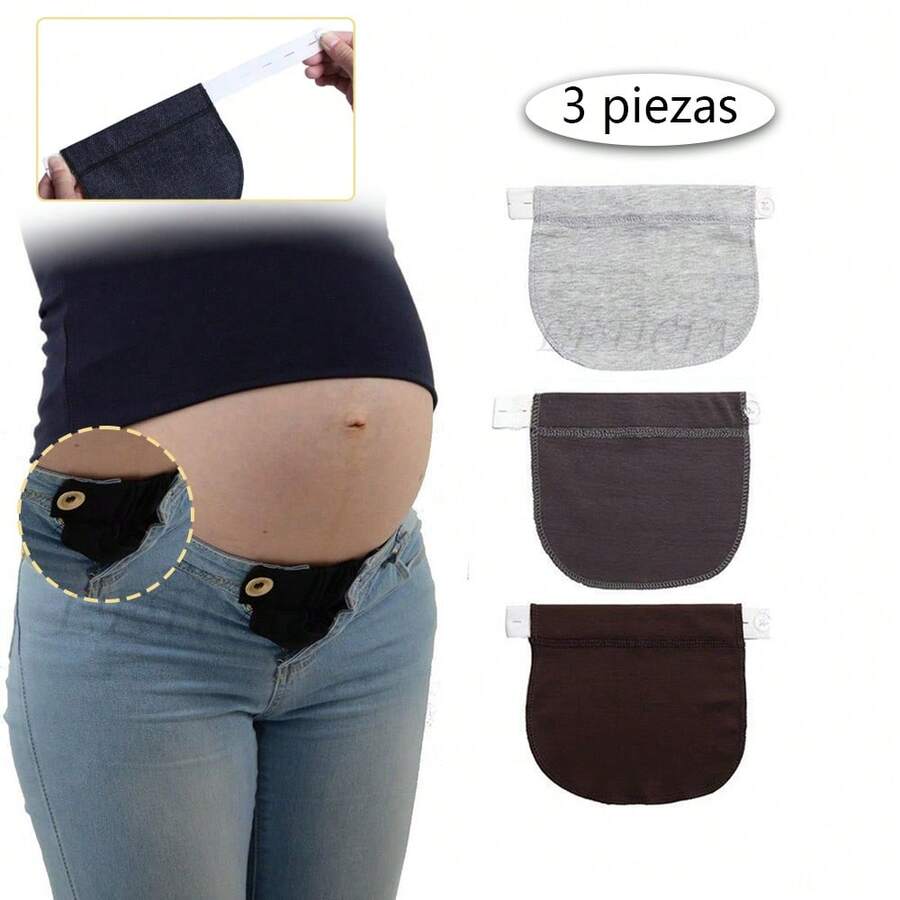 3 Pack Embarazo, Extensor de cintura para embarazo, Extensor de cintura, Extensor de cintura de jeans elásticos, Extensor de cintura de maternidad, Jeans para hombres y mujeres - gris oscuro+café+gris blanco - Ver 1
