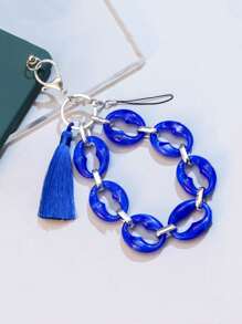 Fashion Fringed Keychain Lanyard - Blue - View 2