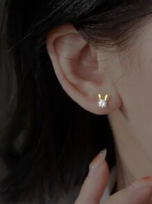 Nooxian 2 件/套女士钛钢心形耳环，高端耳垂滋养心脏耳饰 - 金黃色 - 查看 13