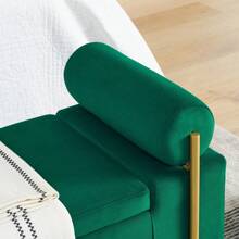 WellMall Linen Upholstered Bed End Storage Bench,Bedroom End Of Bed Storage Bench With 2 Cylider Pillow Arms,44' Long Storage Ottoman Bench With Golden Metal Legs For Living Room Entryway And Window - Green - View 3