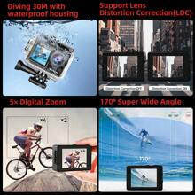 4k60fps 50MP WiFi Hoạt động Máy chụp hình HD Với 131FT Không thấm nước Máy chụp hình Điều khiển từ xa Dưới nước Máy quay phim , Thể thao Máy chụp hình Đối với Bơi lội , Lặn với ống thở Và Phiêu lưu , Với Phụ kiện Bộ dụng cụ Và Hẻo lánh , Thêm Pin Và Pin Bộ sạc , 32G Thẻ - Đen và trắng - Xem 6