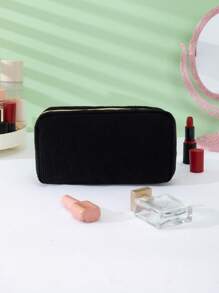 Plush Makeup Bag, Black Octagonal Bag Storage Bag, Large Capacity Polyester Bag For Home And Travel Storage,Makeup Bag Makeup Pouch Skincare Bag Toiletry Bag Packing Cubes,Travel Essentials Cruise Essentials Dorm Essentials,Wedding Bridesmaid Gifts,Mom Gifts,Birthday Gifts,Gifts For Friends And Teachers,Home Decor,Bathroom Livingroom Bedroom Decor,Bathroom Organizer,Jewelry Organizer,Lip Oil Organizer,Nail Polish Organizer Storage Makeup Organizer Makeup Case - Black - View 2