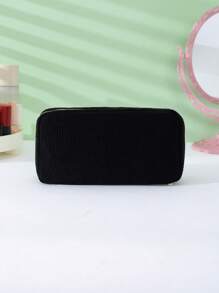 Plush Makeup Bag, Black Octagonal Bag Storage Bag, Large Capacity Polyester Bag For Home And Travel Storage,Makeup Bag Makeup Pouch Skincare Bag Toiletry Bag Packing Cubes,Travel Essentials Cruise Essentials Dorm Essentials,Wedding Bridesmaid Gifts,Mom Gifts,Birthday Gifts,Gifts For Friends And Teachers,Home Decor,Bathroom Livingroom Bedroom Decor,Bathroom Organizer,Jewelry Organizer,Lip Oil Organizer,Nail Polish Organizer Storage Makeup Organizer Makeup Case - Black - View 3