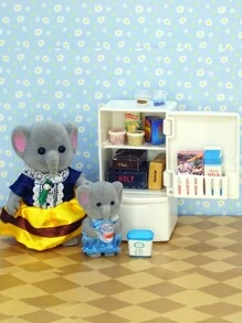 Stomle Family 森林動物家族毛絨玩具（4入組大象家族,不包括家居傢俱）1:12比例娃娃屋迷你動物人物套裝,包括狗、考拉、大象和兔子 - 是男孩、女孩、生日或聖誕節的理想禮物,但包裝在運輸過程中可能很容易損壞 - 黑與白 - 查看 5