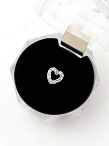 1pc Delicate And Minimalist Metallic Heart Shaped Tooth Diamond - Silver - View 5