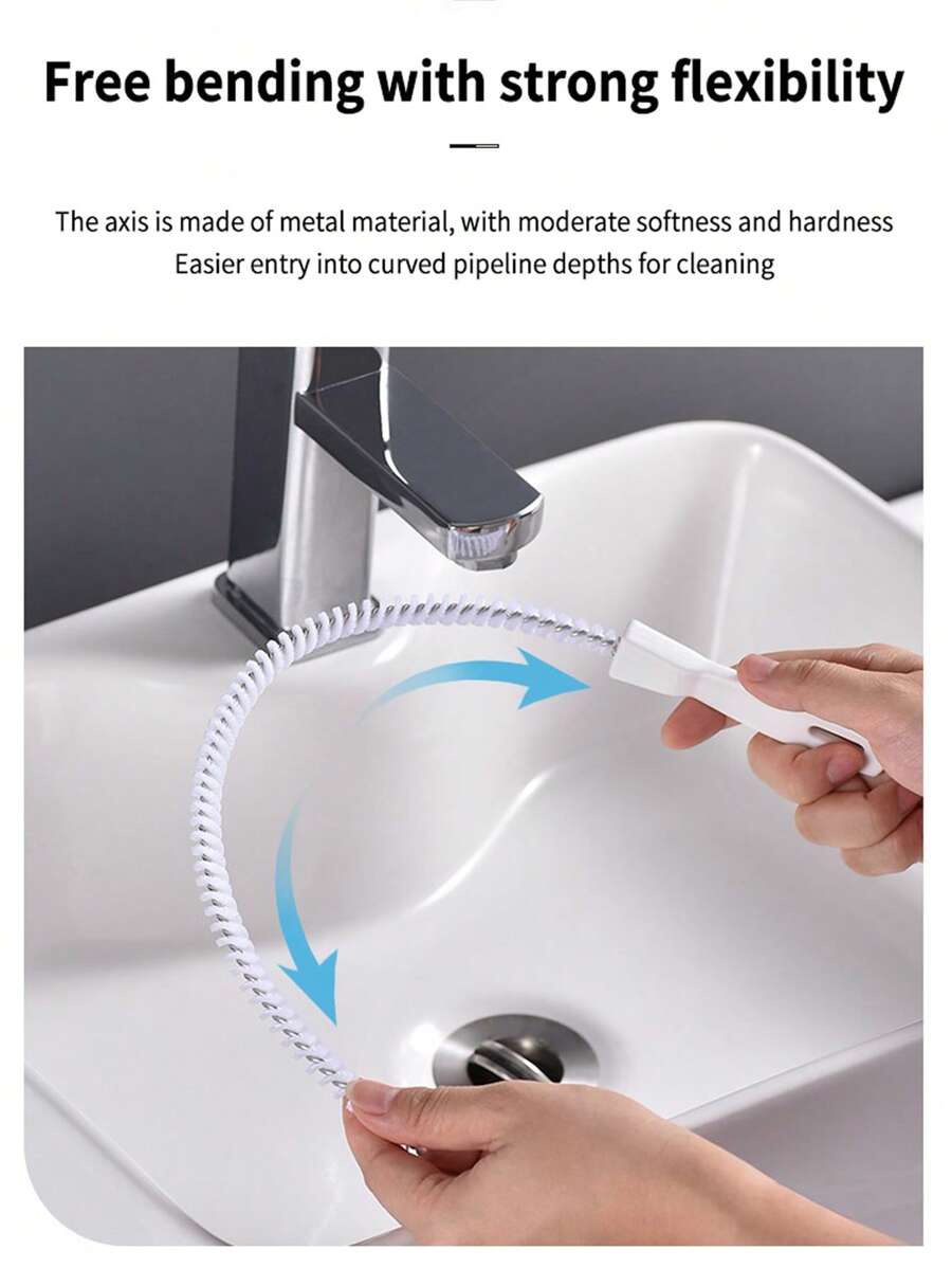 1pc 58/45cm Pipe Dredging Brush Bathroom Hair Sewer Sink Cleaning Brush