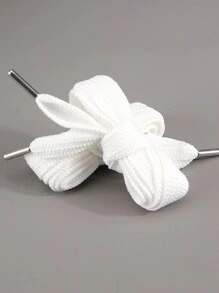 1對新款雙層寬扁聚酯鞋帶-經典休閒運動鞋帶 - 白色 - 查看 6