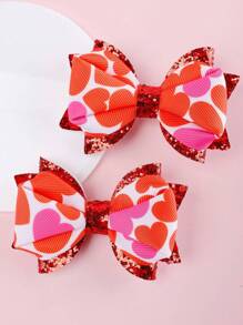 2入組染色漸變顏色蝴蝶結髮夾,適用於女孩、兒童髮飾 - 彩色 - 查看 2