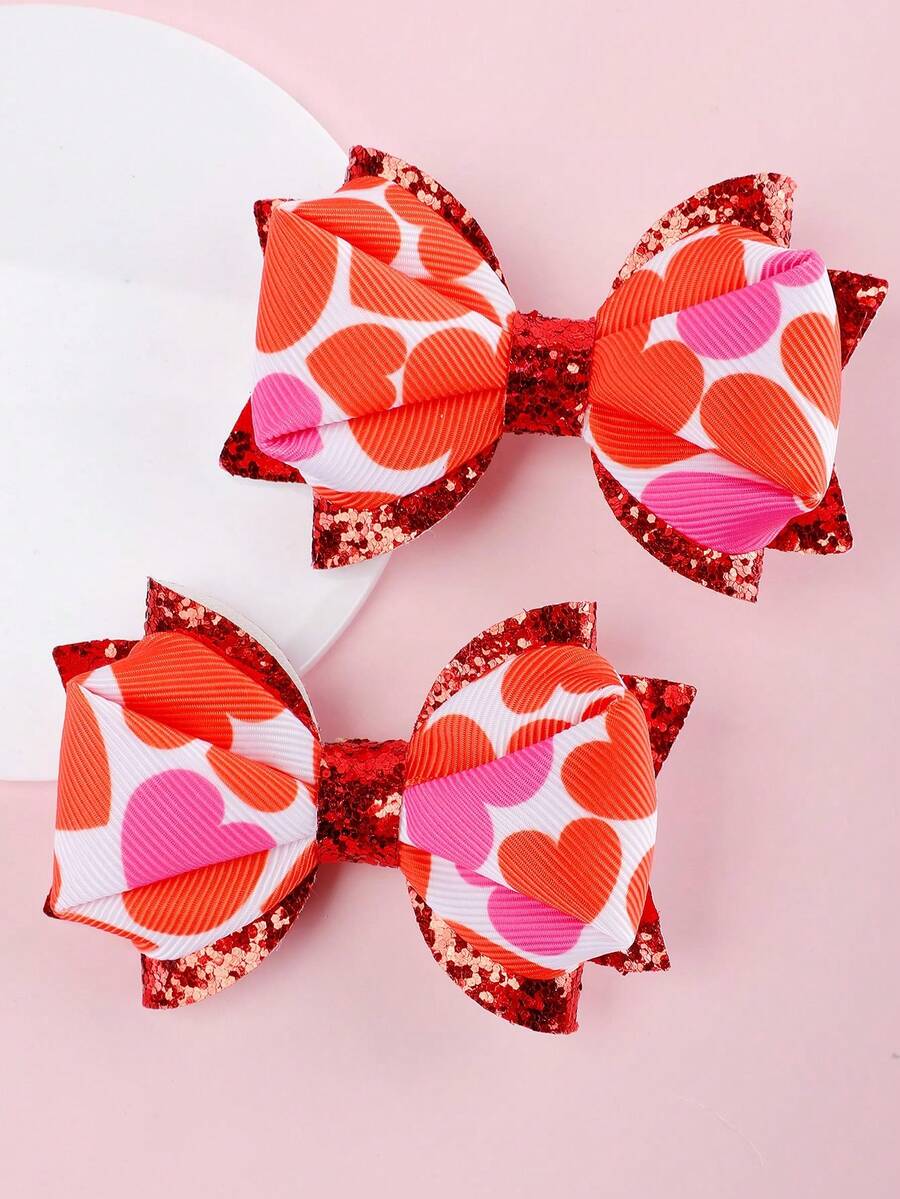 2入組染色漸變顏色蝴蝶結髮夾,適用於女孩、兒童髮飾