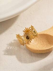 太陽戒指,18k鍍金開口,個性化時尚女士珠寶 - 太陽 - 查看 2