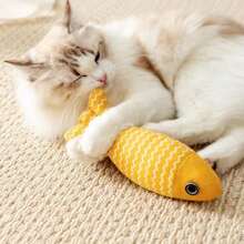 寵物玩具貓咬玩自娛性布魚造型 - 黃色 - 查看 3