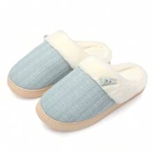 NineCiFun Women's slippers antiskid home cotton slippers memory foam slippers outdoor indoor warm comfortable plush lining bedroom slippers - 淺藍色 - 查看 1