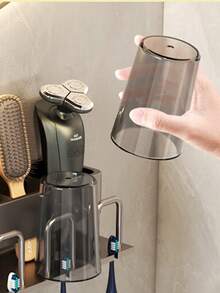 1pc Wall-mounted Toothbrush Holder For Electric Toothbrushes In Bathroom, Space Aluminum Material (double Cup Holders) - 2 people - View 2