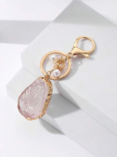 珍珠和水晶吊墜鑰匙圈