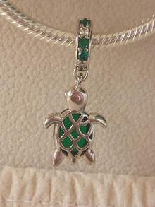 charm tortuga marina verde plata 925 - Verde militar - Ver 2