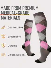 1 Pair Copper Wellow Compression Socks Women Men 15-20 Mmhg Knee High Pregnant Nurses Pregnancy Maternity Cute Sports Gold Fit Cycling Adult Support Hose Circulation Long Women, For Gym