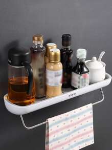 1入組浴室收納盒,壁架無需鑽孔,輕鬆安裝洗手間收納架-無需鑽孔,帶毛巾架的浴室架,洗頭水牆架,易排水耐腐蝕,簡約人體工學淋浴收納盒