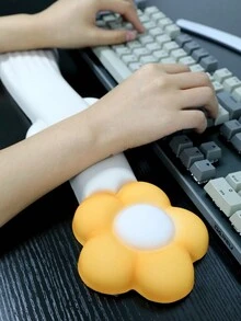 1入組帶有腕托的花紋矽膠滑鼠墊,適用於鍵盤、滑鼠、辦公室和遊戲 - 橘色 - 查看 4